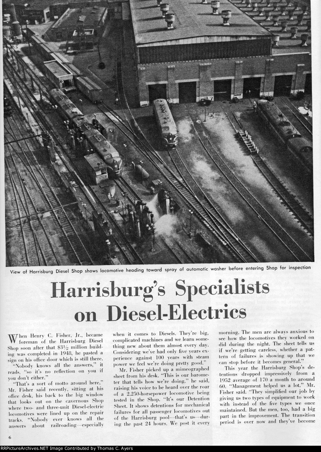 PRR "Harrisburg's Specialists On Diesel-Electrics," Page 6, 1953